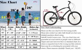 beach cruiser bike frame size chart lajulak org