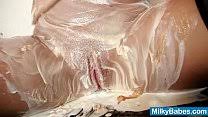 Messy teen karen playing with whip cream. Busty Hottie Nikki Messy Whip Cream Show