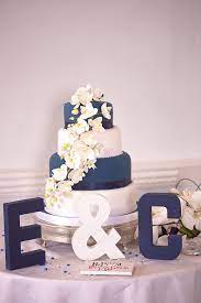 A Navy Blue And Brilliant White Wedding By Stuart James Photography Purple Wedding Cakes Navy Blue Wedding Cakes Wedding Cakes
