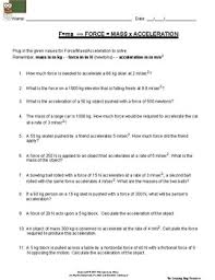An understanding of forces and their tendency to balance or not balance each other is crucial to understanding how the object will change or not change its state of. Forces Acceleration And Newton S Laws Worksheet By The Learning Shop Resources