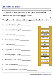 We usually insert adverbs of time at the end or before the sentence. Adverbs Of Time Worksheet