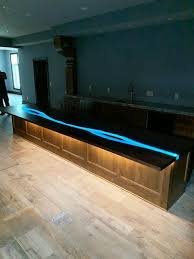 Live Edge Walnut River Table With Led Lights Pub Interior Design Live Edge Home Bar Decor