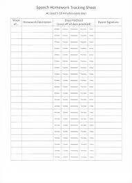 Speech Therapy Homework Chart