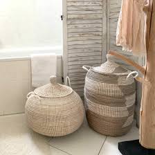 Neuheiten Skandi Boho Style Skandinavische Dekoration Interior Korb Badezimmer Aufbewahrung Waschekorb Mit Deckel Korb
