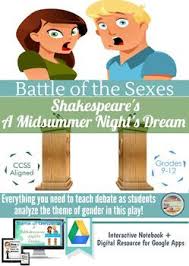 Debate With Shakespeare S A Midsummer Night S Dream The Battle Of The Sexes A Midsummer Night S Dream Midsummer Nights Dream Interactive Student Notebooks