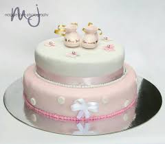 Girl Pink And White Baby Shower 2 Tier Cake Cake Baby Shower Cakes Tiered Cakes
