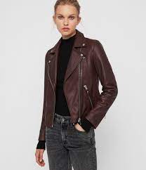 Allsaints Us Womens Dalby Leather Biker Jacket Dk Raspberry Pink Black Leather Moto Jacket Leather Jackets Women Best Leather Jackets