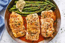 2,000 calories a day is used for general nutrition advice. Garlic Butter Cod With Lemon Asparagus Skillet Healthy Fish Recipe Eatwell101