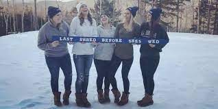 Shot Ski Bachelorette Party Last Shred Before She S Wed Bethel Maine Sunday River Bachelorette Bachelor Party Bachelorette Bachelorette Party Shots
