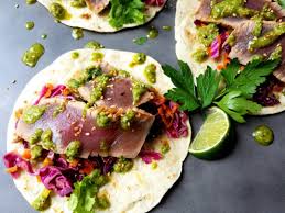 marinated ahi tuna tacos with asian