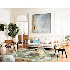 Indira Oriental Forest Green Light Blue Area Rug Green Rug Living Room Rugs In Living Room Blue And Green Living Room
