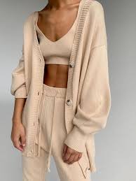 Fashion Casual Knitted Cardigan Three Piece Set Ripped Denim Jumpsuit Casual Fashion Ripped Denim