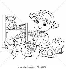 Riding bike coloring pages source : Coloring Page Outline Vector Photo Free Trial Bigstock
