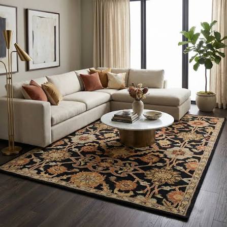Salix Hand Tufted Black Wool Rug – Boutique Rugs