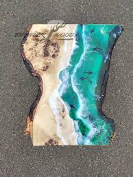 Table With Shark Clear Epoxy Resin Table Sea Wave Table Etsy Epoxy Resin Table Resin Table Clear Epoxy Resin