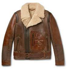 Belstaff Danescroft Leather Trimmed Shearling Jacket In Brown Modesens Mens Shearling Jacket Mens Winter Fashion Mens Military Style Jacket