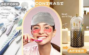 Amazon.com: Multifunctional Rotating Toothbrush Holders with Sliding Lid,  The 3-Slot Bathroom Countertop Vanity Organizer Perfect for Tooth Brush,  Toothpaste, and Makeup Brushes Holder Storage (White) : Home & Kitchen