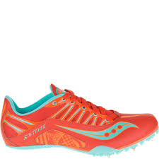 Saucony Womens Spitfire Spike Shoe Red Orange Blue 12 M