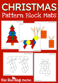 Want to do an art project that involves gluing your finished designs onto contstruction paper? Christmas Pattern Block Mats This Reading Mama