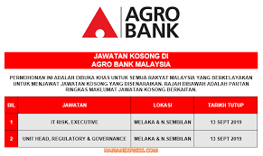 Jawatan kosong bank rakyat 2019. Jawatan Kosong Di Agro Bank Malaysia Terbuka September 2019 Salam Kerjaya