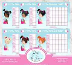 girls potty training chart letter size instant download