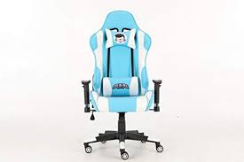 Goldedge Gaming Video Game Ergonomic Comfortable Gaming Chair Pu Leather Light Blue White Goldedge Gaming Gaming Chair Gaming Room Setup Gamer Room Decor