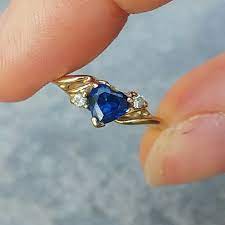 10k gold gemstone & 1/5 carat t.w. Jewelry Yellow 1k Gold And Blue Heart Sapphire Ring Poshmark