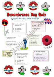 Today assembled experts to help you celebrate memorial day in style. Remembrance Day Or Poppy Day 11th November A Quiz Esl Worksheet By Ticas