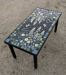 Rectangle Lupine Quail Floral Mosaic Table Handmade Ceramic Etsy In 2020 Mosaic Coffee Table Mosaic Table Mosaic Furniture