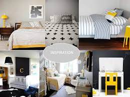 Grey White And Black Yellow Childrens Room Collage Inspiration Apartment Decorating College Bedroom Black Boy Room Room