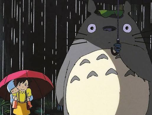 Tableau bois Ghibli - Totoro à l'arrêt de bus