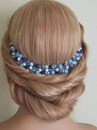 Blue Crystal Bridal Hair Vine Dusty Blue Hair Piece Bridal Blue Crystal Headpiece Crysta Blue Wedding Jewelry Blue Hair Accessories Crystal Earrings Wedding