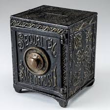 Vintage Security Safe Deposit Metal Bank Antique Safe Metal Bank Safe Vault