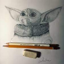 Finally picked up a pencil and drew for the first time yesterday. Baby Yoda Me Pencil 2020 Drawing