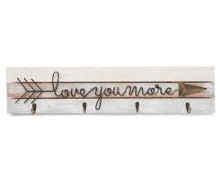 Love You More Arrow Sign With 4 Hooks Rustic Accessories How To Distress Wood Wood Wall Plaques