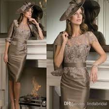 Cap Sleeves 3 4 Sleeves Bolero Sheath Knee Tea Length Brown Bronze Lace 129 0 Dhgate Mother Of Groom Dresses Mother Of The Bride Dresses Groom Dress