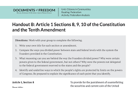 (b) notwithstanding section 10(d) of the article the president judge of the superior court shall be the judge longest in continuous service on such court if such the seventh article of this constitution prescribing an oath of office shall take effect on and after the first day of january, one thousand eight. Handout B Article I Sections 8 9 10 Of The Constitution And The Tenth Amendment Bill Of Rights Institute