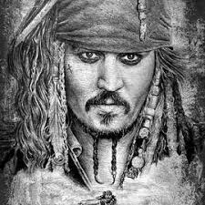 Johnny Depp black chalk edit Drawing by Andrew Read