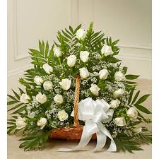 So you can send money in terms of charity instead of flowers. Funeral Flowers Funeral Sympathy Sprays Delicate White Roses Basket 42