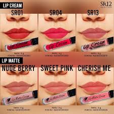 SR12 LipCream Lip Cream LipMatte Lip Matte Lipstick Lipstik Nude Red Pink  SweetPink NudeBerry CherishMe HoneyBerry BPOM | Lazada Indonesia