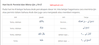 145 contoh kata benda dalam bahasa arab. 8 Cara Permisi Dan Meminta Ijin Dalam Bahasa Arab Bahasa Arab Modern