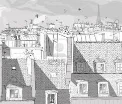 Vector Illustration D Une Vue Sur Les Toits De Paris Avec La Tour Eiffel Toits De Paris Ville Dessin Tour Eiffel