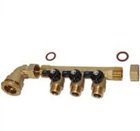 Pack collecteur sanitaire eau-froide 3/4'' (20x27) 3 départs mâle 1/2''  (15x21) alimentation PEHD Ø25 joints fibres - Arcanaute