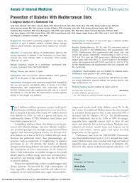 Pdf Prevention Of Diabetes With Mediterranean Diets A Subgroup Analysis Of A Randomized Trial
