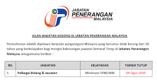 Menjalankan kerja post production dan salinan koleksi bahan media, menjalankan kerja penyediaan bahan pameran dan. Jawatan Kosong Di Jabatan Penerangan Malaysia Kelayakan Minimum Spm Ejawatankini Com