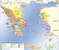 Map Of The Ancient Greek Dialects Ancient Maps Greek History Historical Geography