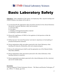 Employees must follow proper osha safety procedures when there is potential for coming in contact with this hazard. Basic Laboratory Safety