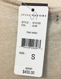 Josie Natori Linen Viscose Knit Almond Tan Poncho Combo Dress S $450