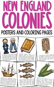 Colonial America Posters New England Colonies Coloring Book Pages Social Studies Notebook History Classroom Social Studies Centers