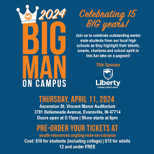 You're invited to our 15th Annual Big Man On Campus 2024! ⭐️ Join us to  celebrate outstanding senior male students from our local high schools as  they highlight their talents, smarts, charisma